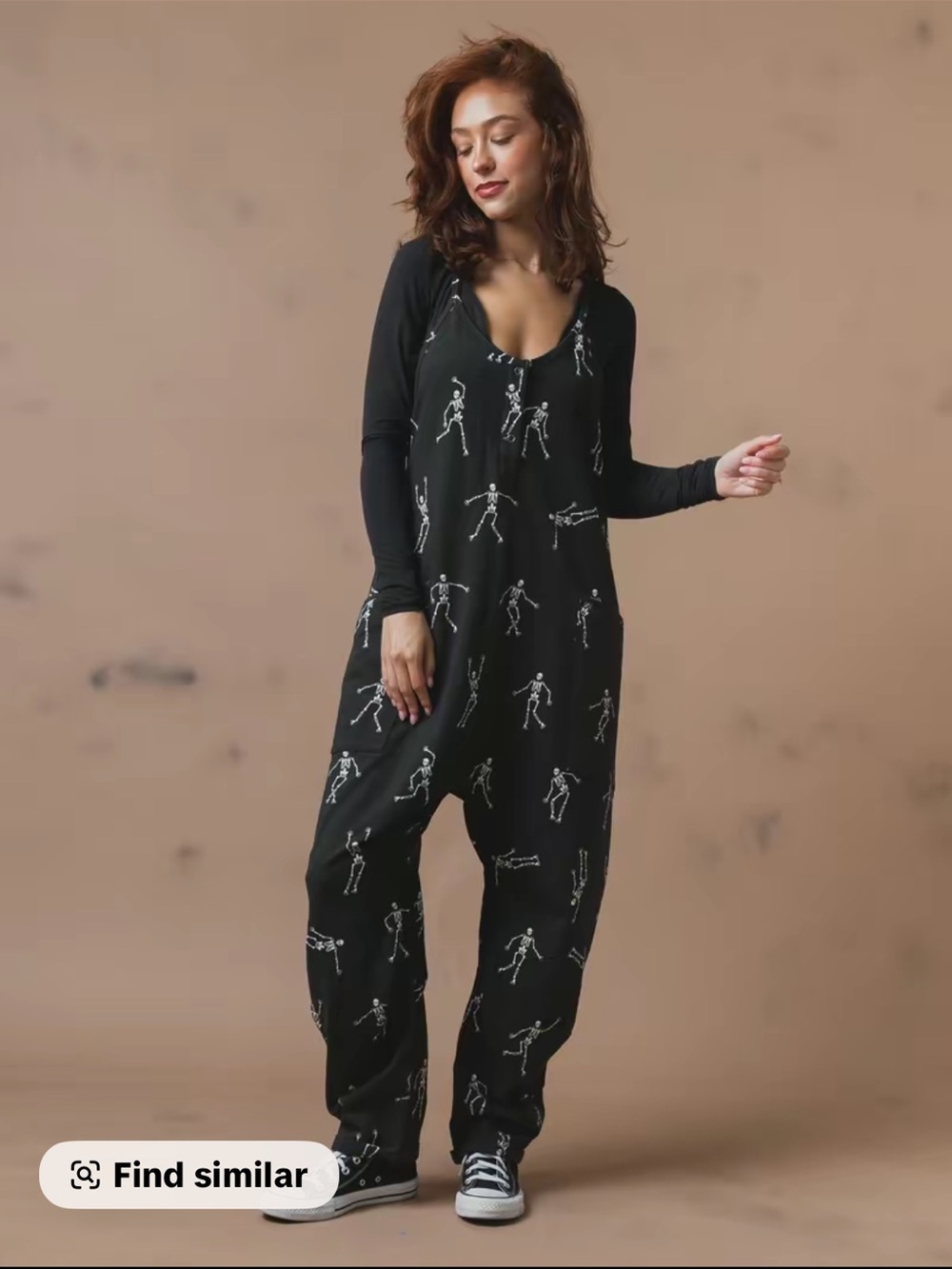 RAGS All Over Skelly Black Tank Romper - Picture 3 of 3